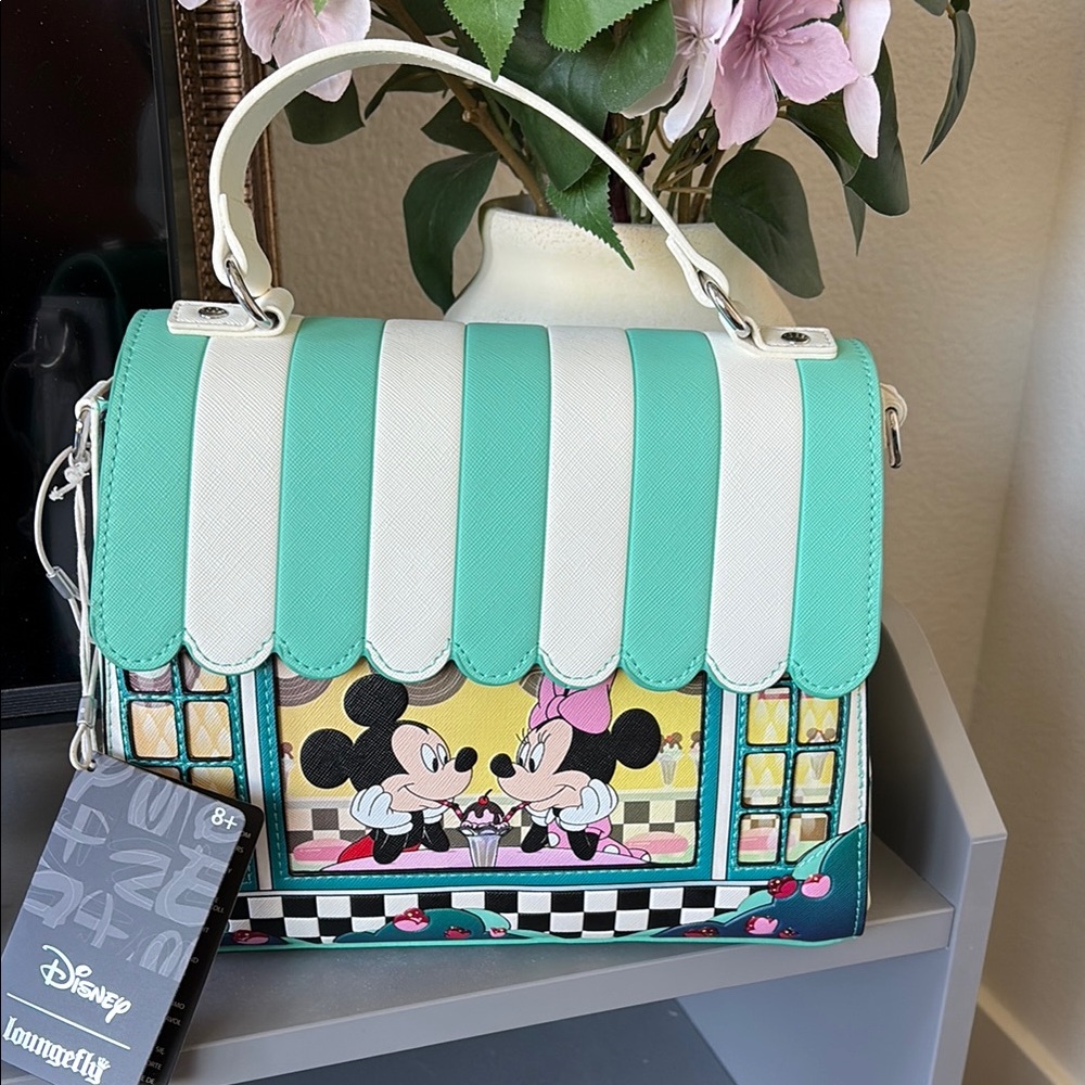 Loungefly Mint and White Mickey Minnie Mouse 50s Diner